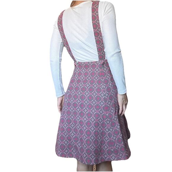 Vintage 100% Wool Overall Dress Pink Gray Size S Winter Welsh Wools - Picture 9 of 9